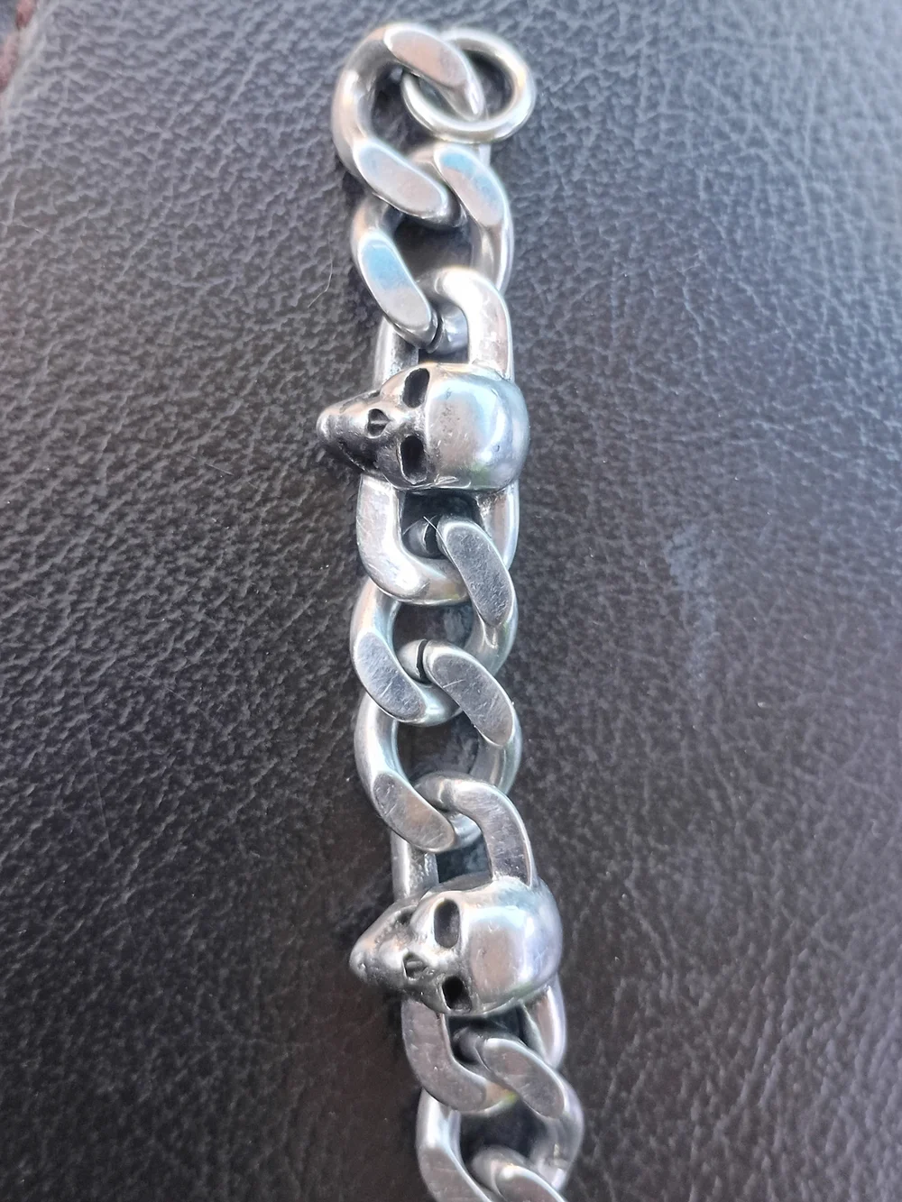 Men's Skull Chain Bracelet - Silver